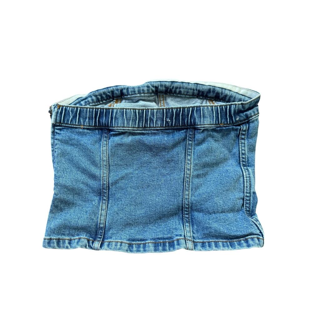Abercrombie & Fitch Denim Corset Tube Top | Size Small - Picture 2 of 3